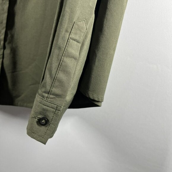 Chico's Women's Blouse Solid Green Button Up Collared Top Long Sleeves Career - Picture 6 of 8